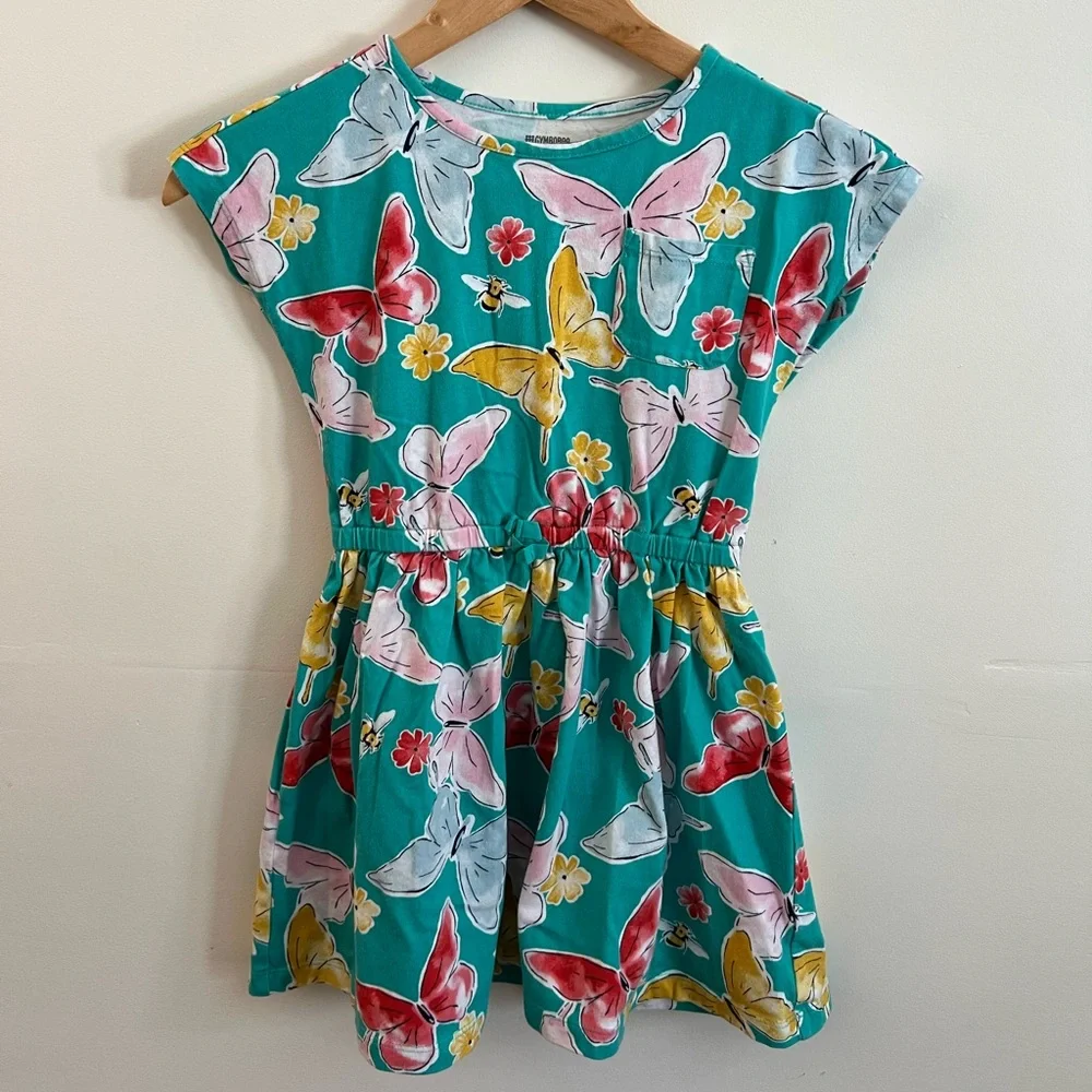Gymboree Girls Butterfly Dress Size 7/8 | Teal Floral Summer Skater Dress